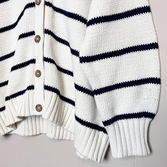 Jenni Kayne Chloe Cardigan Sweater Small cream navy stripe oversized chunky - Picture 6 of 12